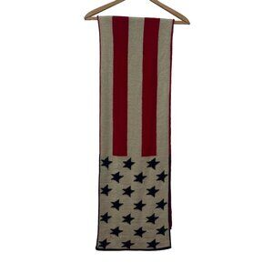 Vintage VOTARY Women's American Flag Knitted Scarf Red White Blue OS